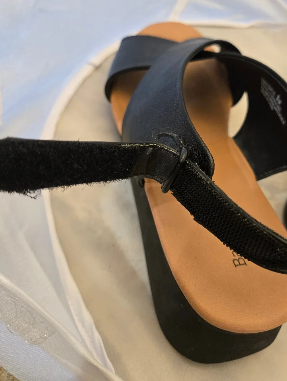 BareTraps Black Velcro Slingback Sandals